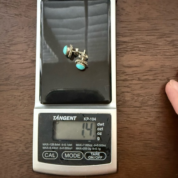 Natural Arizona Turquoise Solid Sterling Silver Stud Earrings - Picture 3 of 9